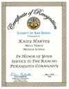 County of San Diego Community Service Award