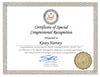 U.S. Congress Certificate of Special Congressional Recognition